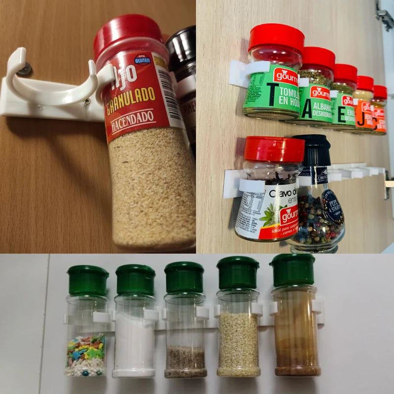 1/4 Pcs Wall Mount Home Kitchen Storage Rack Ingredient Spice Plastic Clip Rack Organizer Accessories Jars Spice Holder Tools | 5