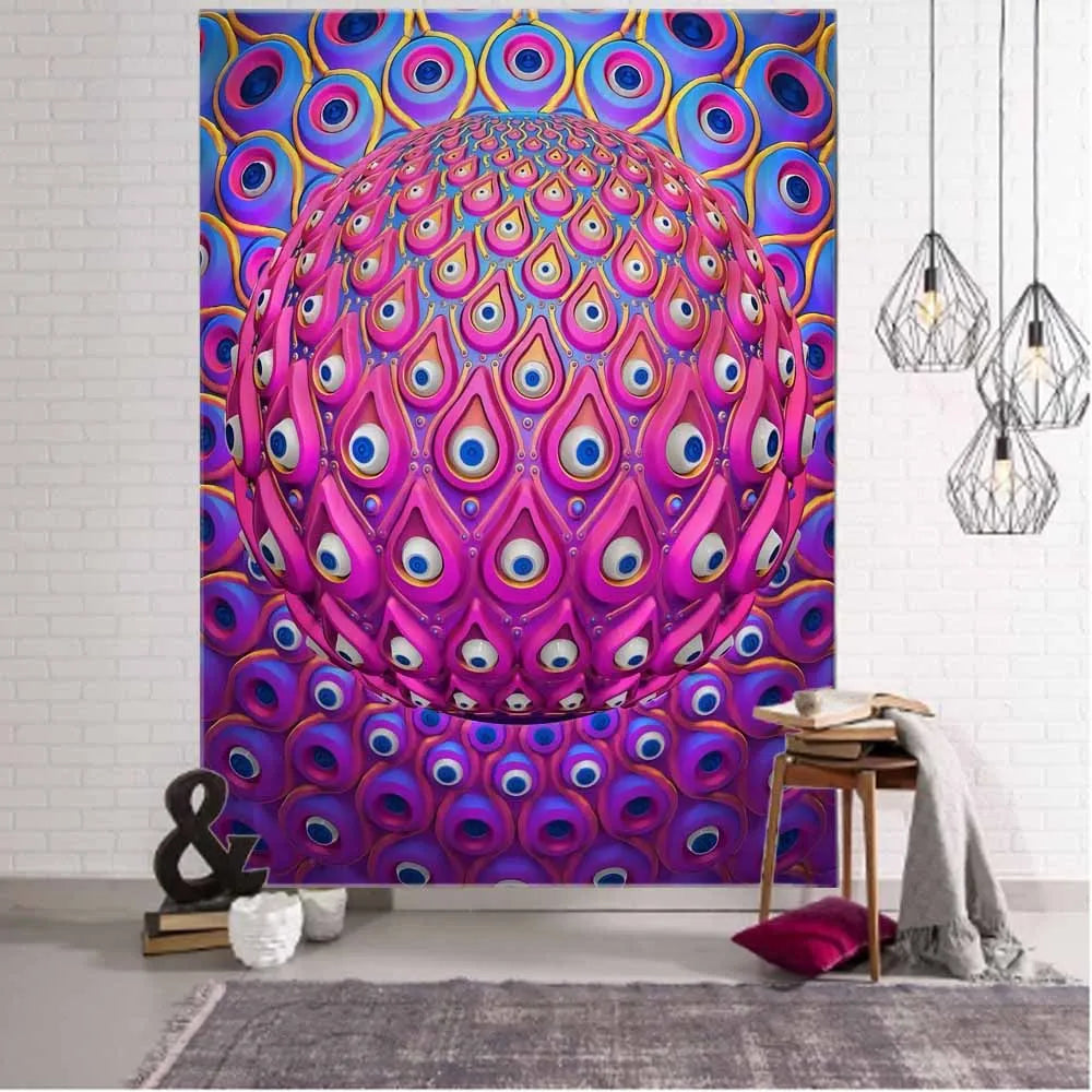 Psychedelic Fractal Art Tapestry Dream Mandala Wall Hanging Witchcraft Boho Hippie Aesthetics Room Decor Home Wall Decor | Color:army green