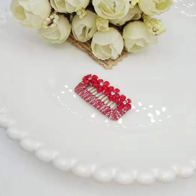 Cute Flower Pet Dog Hairpin about Small Puppy Cat Hair Clips Pet Hair Accessories Dog Hair Grooming3.2CM 1pc | Color:Red