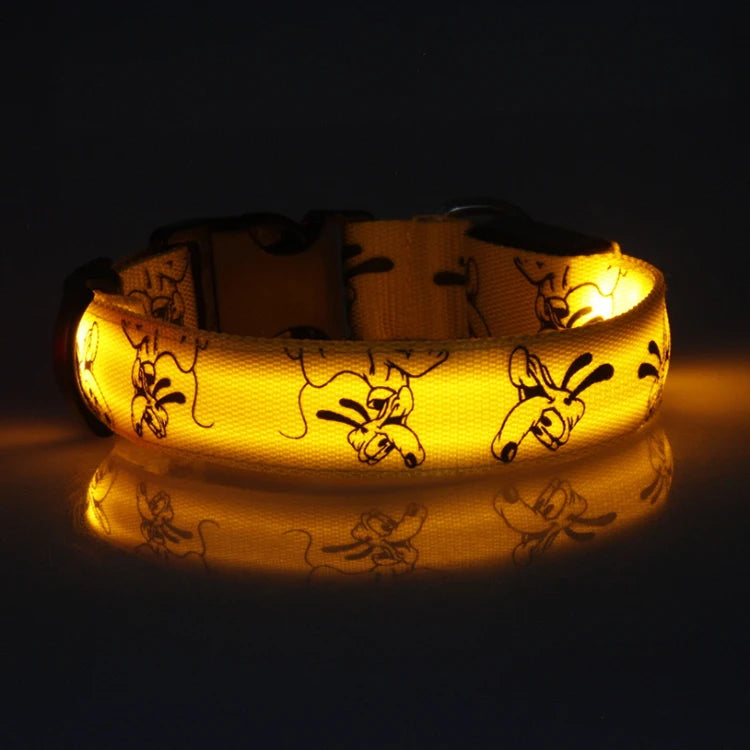 LED Dog Collar Light Night Safety Nylon Pet Dog Collar Glowing Luminous Collar Perro Luz Bright Dog Collar Electronic Pets Items | Color:Yellow