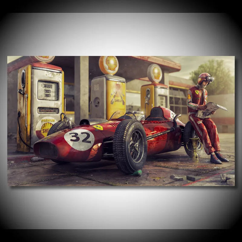 Vintage Car Poster Ferraris Classic Racing F1 Race Car Artwork Wall Art Picture Print Canvas Painting For Home Living Room Decor | 2