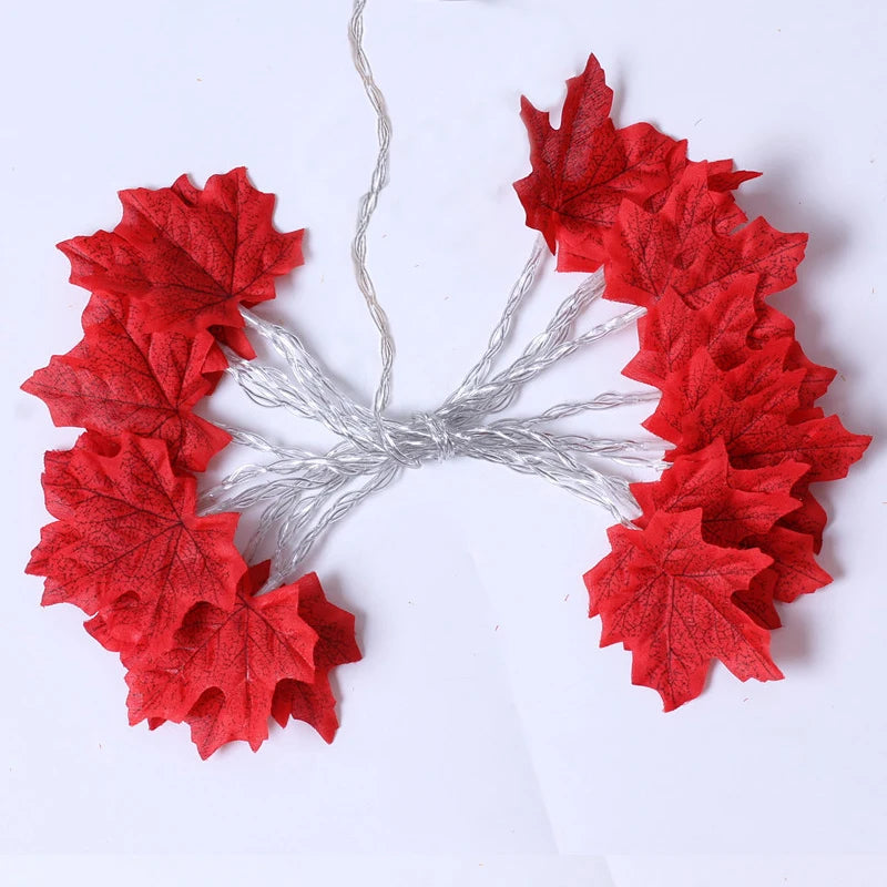 2/3/6M Christmas Decoration Artificial Maple Leaf Leaves LED Light String Lantern Garland Home Party DIY Deco Halloween New Yea | Color:3