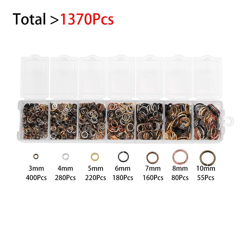 Alloy Accessories Jewelry Findings Set Repair Tools Lobster Clasp Open Jump Rings Earring Hooks for DIY Jewelry Making Supplies | Color:Multicolor