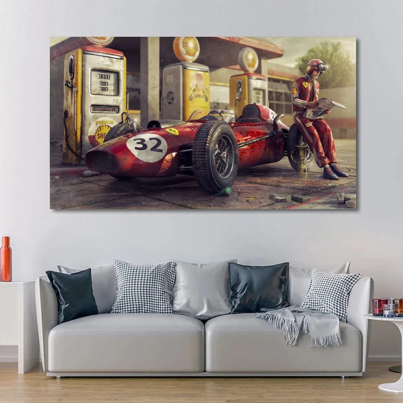 Vintage Car Poster Ferraris Classic Racing F1 Race Car Artwork Wall Art Picture Print Canvas Painting For Home Living Room Decor | 4