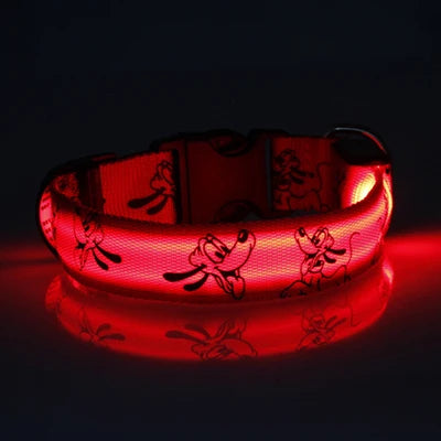 LED Dog Collar Light Night Safety Nylon Pet Dog Collar Glowing Luminous Collar Perro Luz Bright Dog Collar Electronic Pets Items | Color:Red