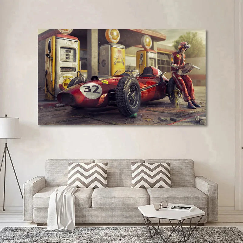 Vintage Car Poster Ferraris Classic Racing F1 Race Car Artwork Wall Art Picture Print Canvas Painting For Home Living Room Decor | 3