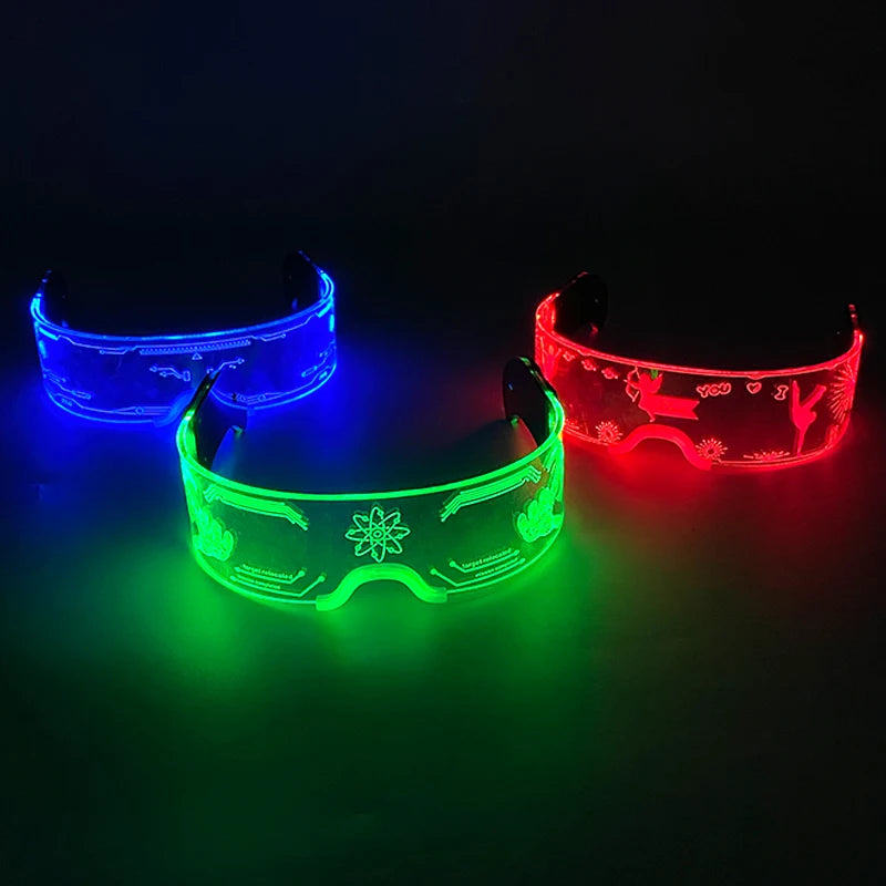 Fashion Luminous Decorative Glasses Neon Light Decoration LED Sunglasses For Nightclub DJ Dance Music Rave Costume Night | 1