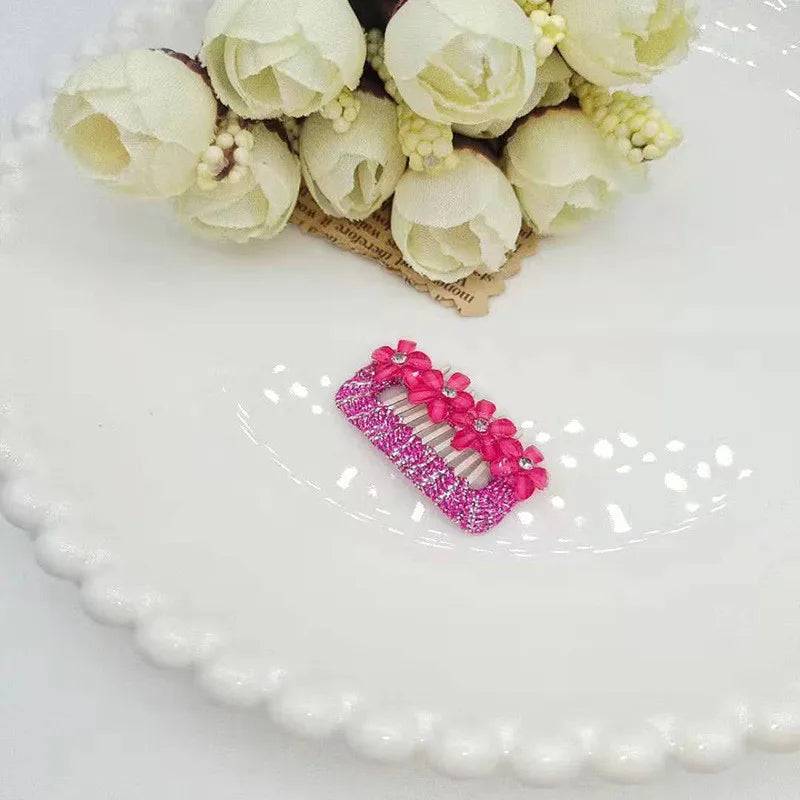 Cute Flower Pet Dog Hairpin about Small Puppy Cat Hair Clips Pet Hair Accessories Dog Hair Grooming3.2CM 1pc | Color:Rose red