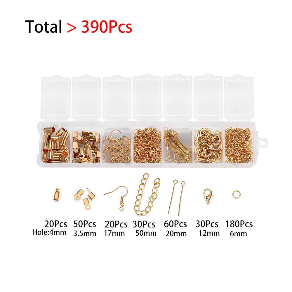 Alloy Accessories Jewelry Findings Set Repair Tools Lobster Clasp Open Jump Rings Earring Hooks for DIY Jewelry Making Supplies | Color:KC Gold-1