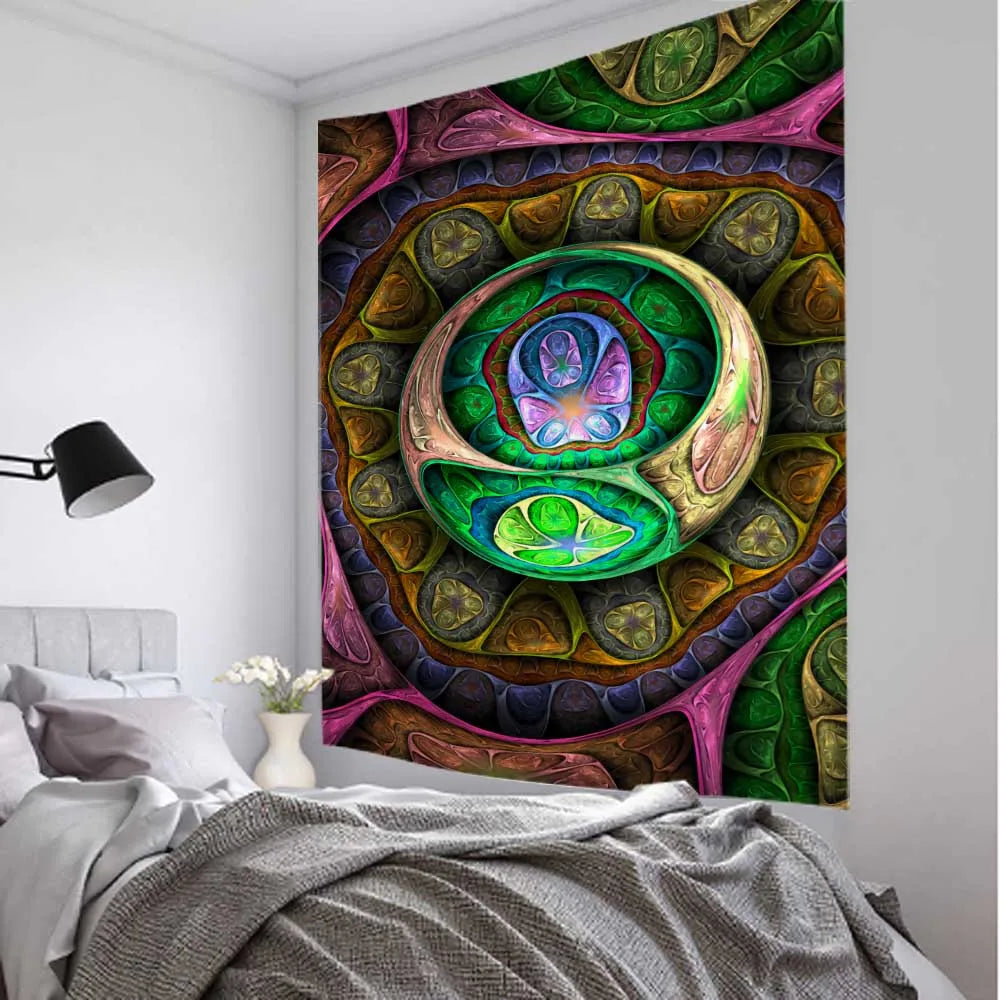 Psychedelic Fractal Art Tapestry Dream Mandala Wall Hanging Witchcraft Boho Hippie Aesthetics Room Decor Home Wall Decor | 5