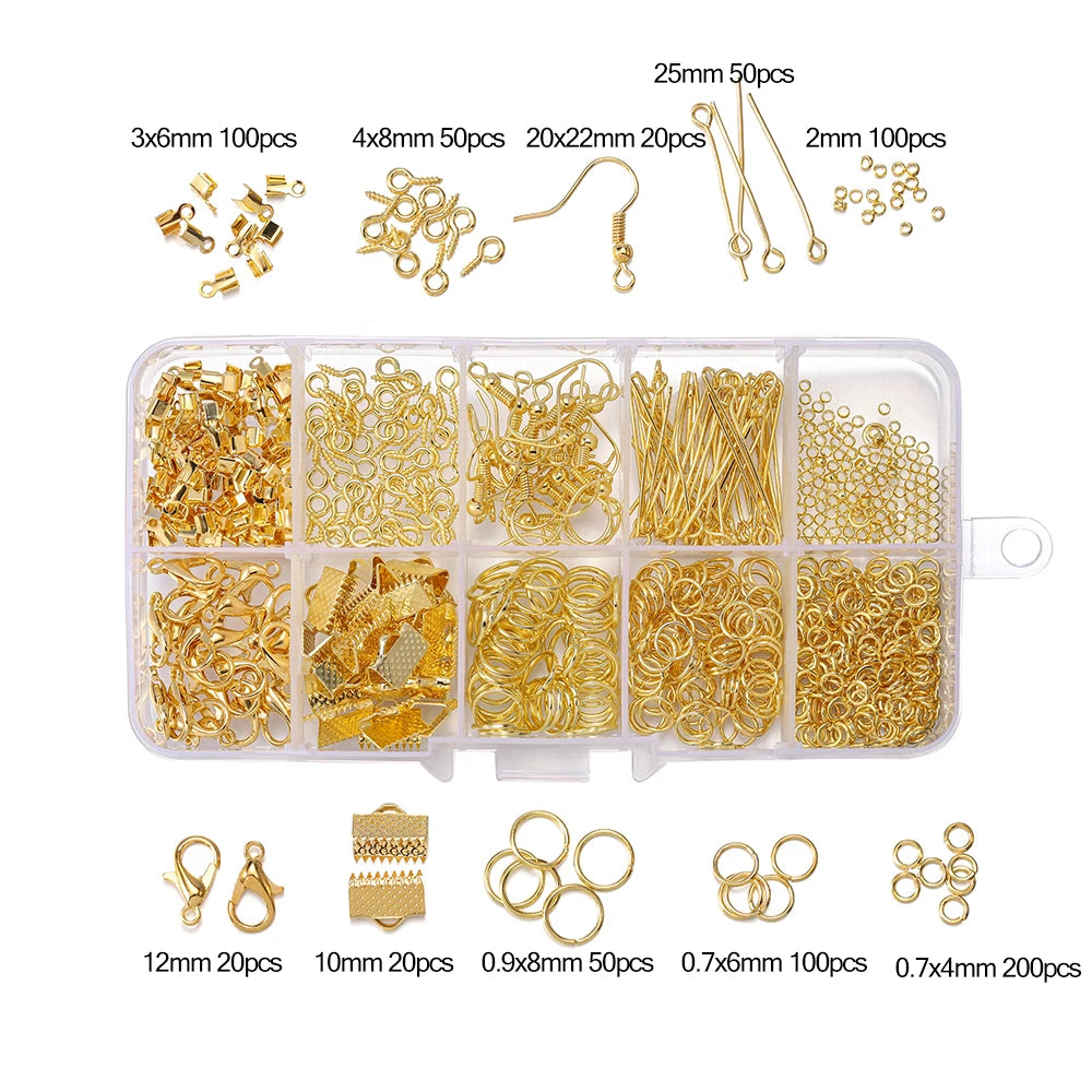 Alloy Accessories Jewelry Findings Set Repair Tools Lobster Clasp Open Jump Rings Earring Hooks for DIY Jewelry Making Supplies | 4