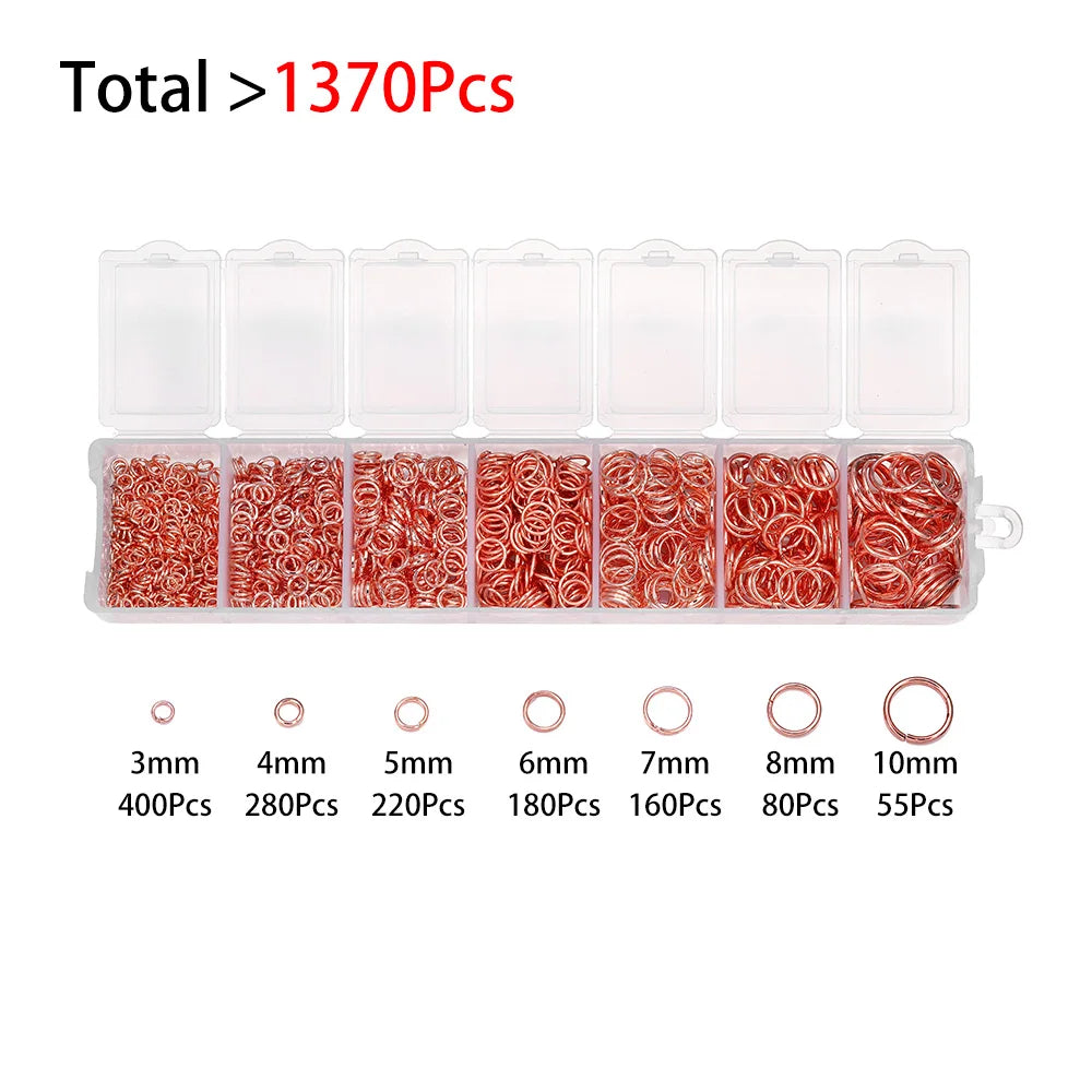 Alloy Accessories Jewelry Findings Set Repair Tools Lobster Clasp Open Jump Rings Earring Hooks for DIY Jewelry Making Supplies | Color:Rose gold