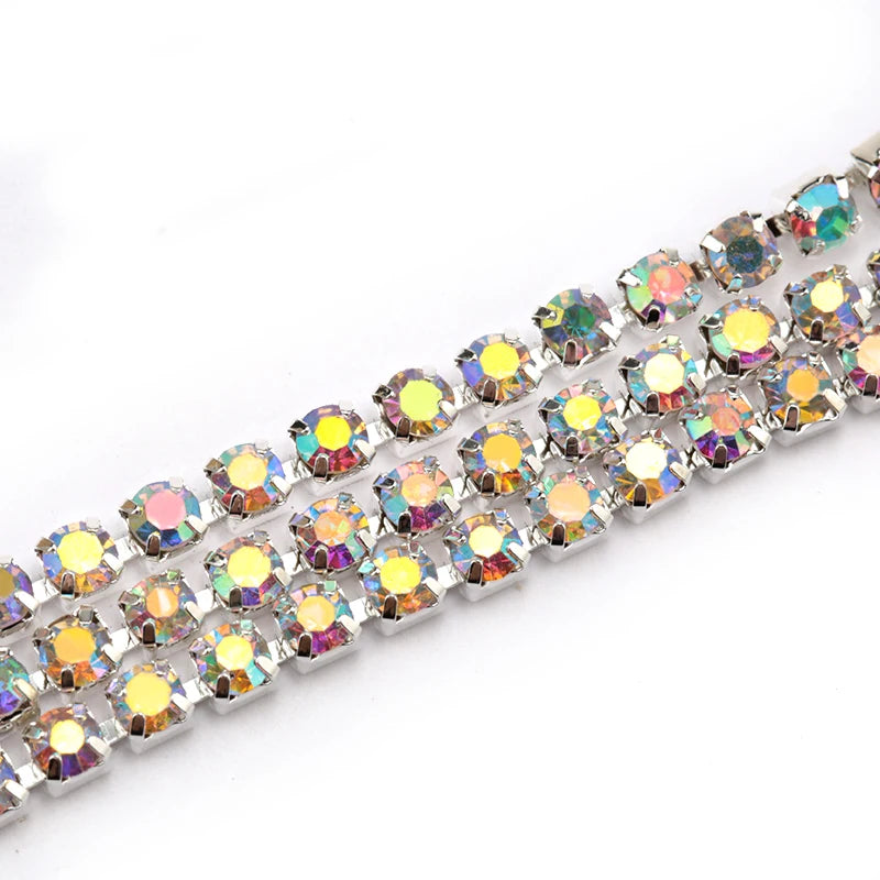 1Yard 10Yards/roll SS6-SS16 Glitter Crystal Rhinestone Chain Sew-On Glue-On For Clothes  DIY Garment Accessories trim Cup Chain | 5