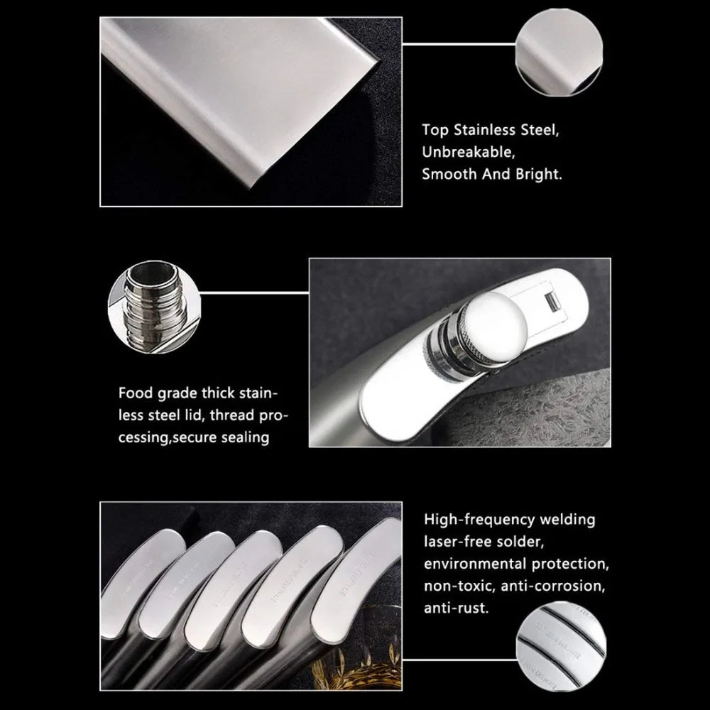 LMETJMA 1 4 5 6 7 8 9 10 oz Stainless Steel Hip Flask with Funnel Pocket Hip Flask Alcohol Whiskey Hip Flask Screw Cap KC0139 | 3