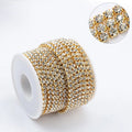 1Yard 10Yards/roll SS6-SS16 Glitter Crystal Rhinestone Chain Sew-On Glue-On For Clothes  DIY Garment Accessories trim Cup Chain | Color:Gold base clear
