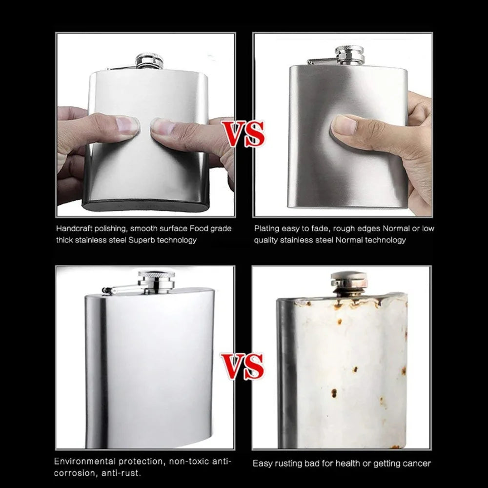 LMETJMA 1 4 5 6 7 8 9 10 oz Stainless Steel Hip Flask with Funnel Pocket Hip Flask Alcohol Whiskey Hip Flask Screw Cap KC0139 | 1