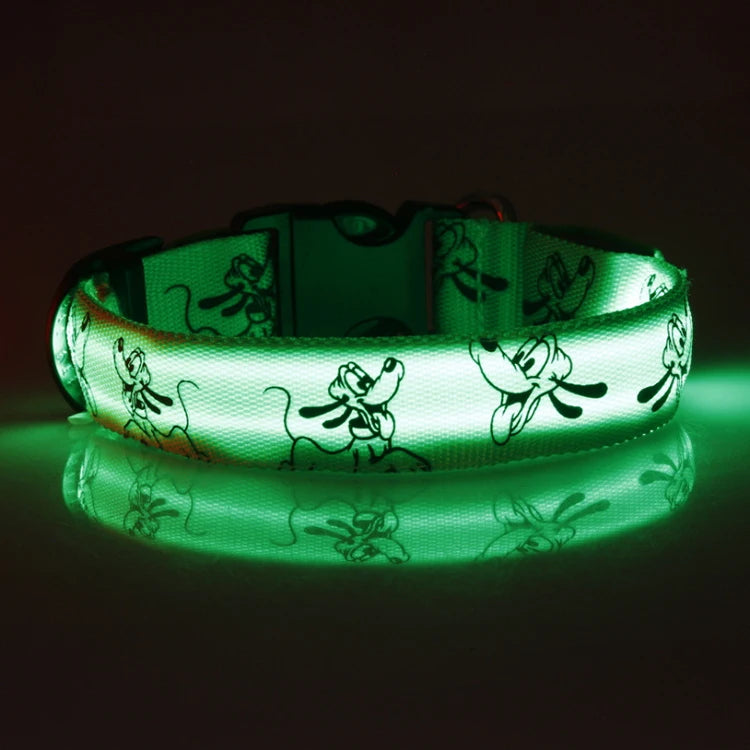 LED Dog Collar Light Night Safety Nylon Pet Dog Collar Glowing Luminous Collar Perro Luz Bright Dog Collar Electronic Pets Items | Color:green