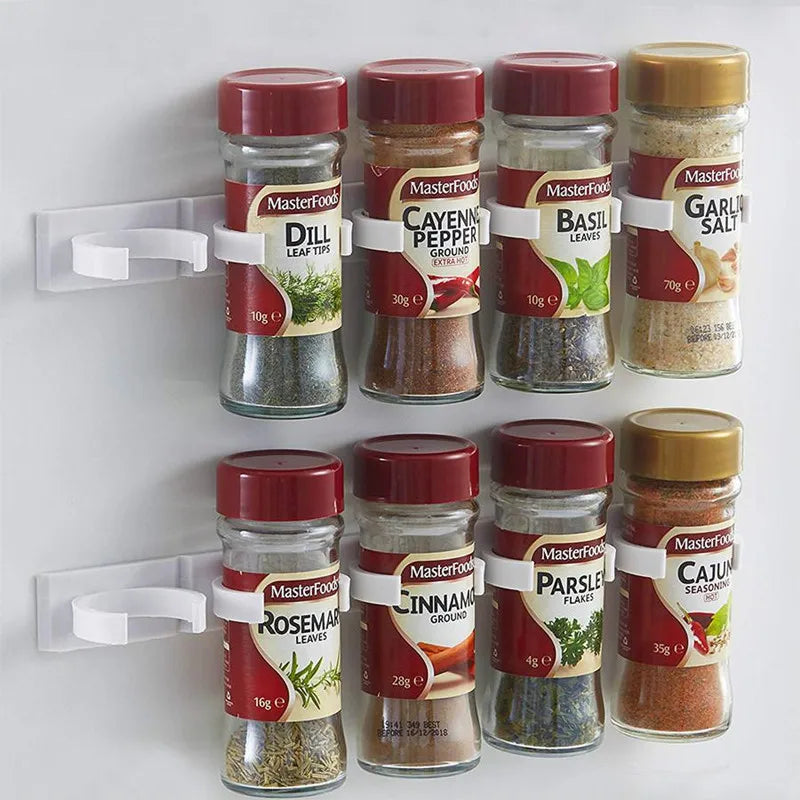 1/4 Pcs Wall Mount Home Kitchen Storage Rack Ingredient Spice Plastic Clip Rack Organizer Accessories Jars Spice Holder Tools | 3
