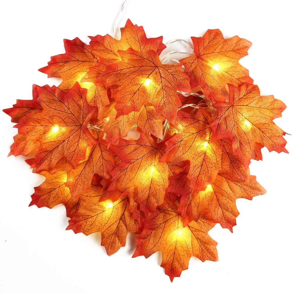 2/3/6M Christmas Decoration Artificial Maple Leaf Leaves LED Light String Lantern Garland Home Party DIY Deco Halloween New Yea | 2