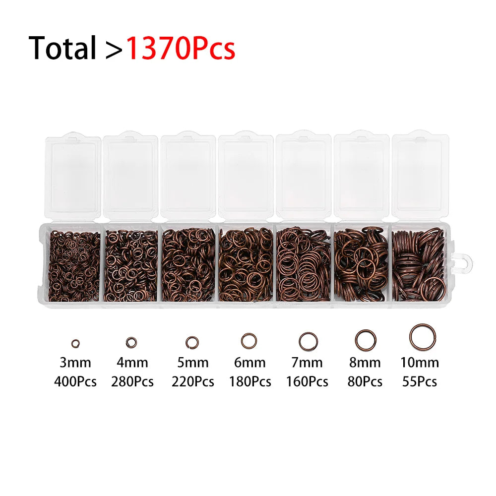 Alloy Accessories Jewelry Findings Set Repair Tools Lobster Clasp Open Jump Rings Earring Hooks for DIY Jewelry Making Supplies | Color:Red copper