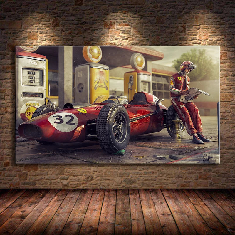 Vintage Car Poster Ferraris Classic Racing F1 Race Car Artwork Wall Art Picture Print Canvas Painting For Home Living Room Decor | 0