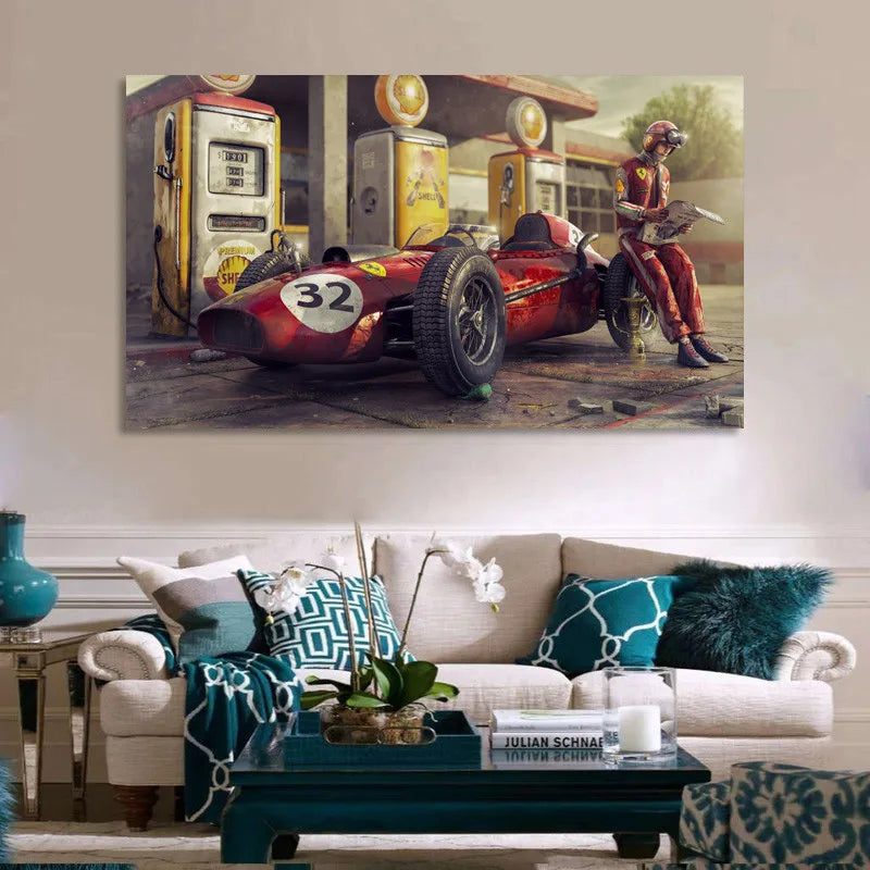 Vintage Car Poster Ferraris Classic Racing F1 Race Car Artwork Wall Art Picture Print Canvas Painting For Home Living Room Decor | 1