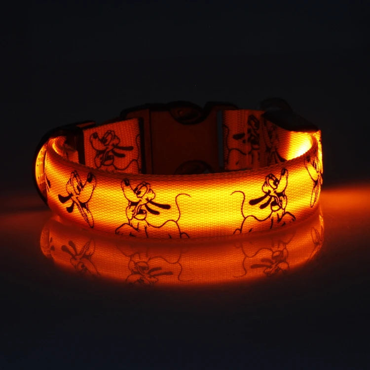 LED Dog Collar Light Night Safety Nylon Pet Dog Collar Glowing Luminous Collar Perro Luz Bright Dog Collar Electronic Pets Items | Color:Orange
