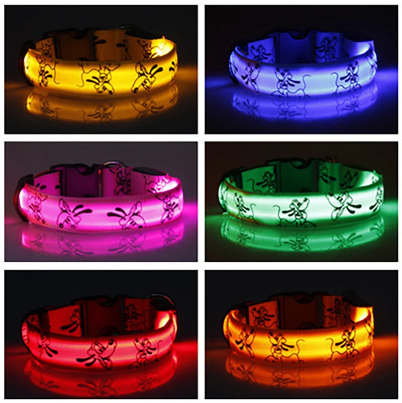 LED Dog Collar Light Night Safety Nylon Pet Dog Collar Glowing Luminous Collar Perro Luz Bright Dog Collar Electronic Pets Items | 5