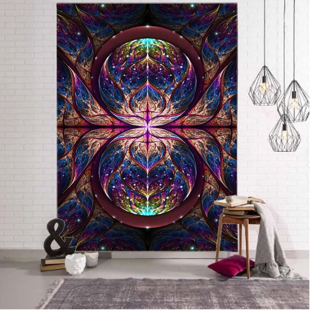 Psychedelic Fractal Art Tapestry Dream Mandala Wall Hanging Witchcraft Boho Hippie Aesthetics Room Decor Home Wall Decor | 4