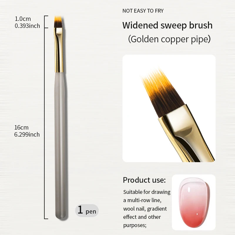 RSNAIL Nail Art Liner Brushes French Stripe Nail Line Painting Pen 18mm Slender Long Line Drawing Brush UV Gel DIY Manicure Tool | Color:Sweep Brush