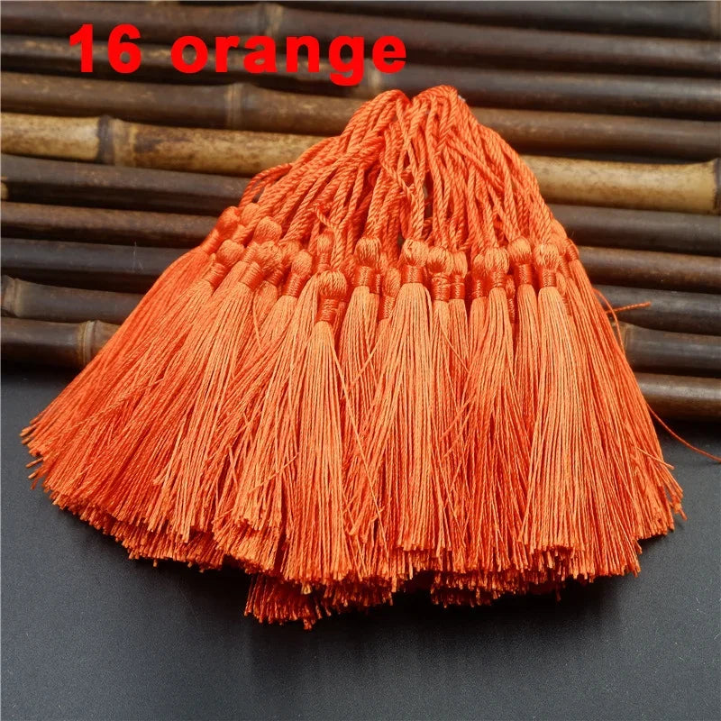 100pcs/lot 13cm Tassel Silk Fringe Silky Floss Bookmark Tassels Mini Tassels For DIY Craft Jewelry Making Souvenir Bookmarks | Color:16 Orange red
