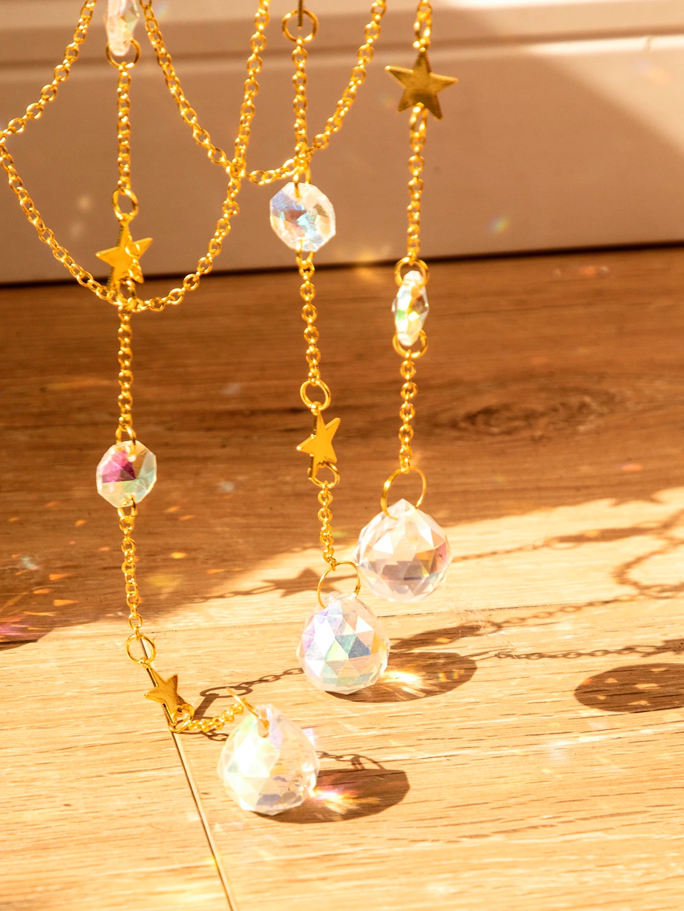 Suncatcher Crystal Moon Hanging Stained Glass Crystal Prism Boho Home Decoration Chandelier Crystal Garden Decoration Outdoor | 2