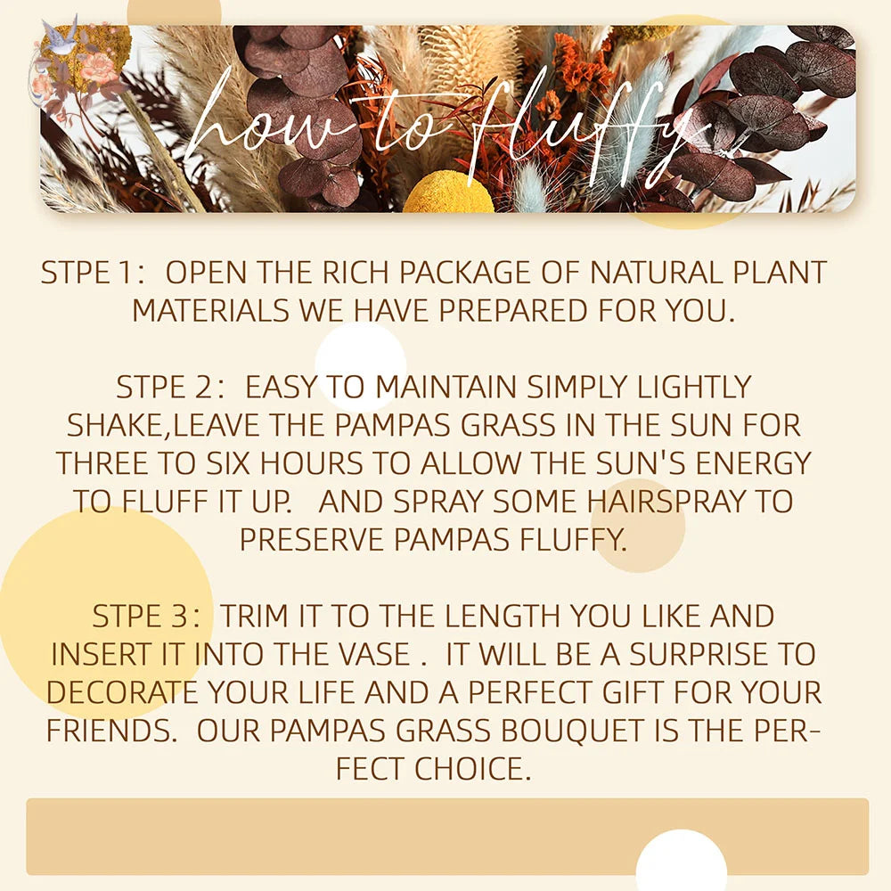 40pcs Preserved Flowers Orange Eucalyptus Pampas Bouquets Tropical Boho Home Decor Artificial Plants Fall Wedding Arrangement | 5