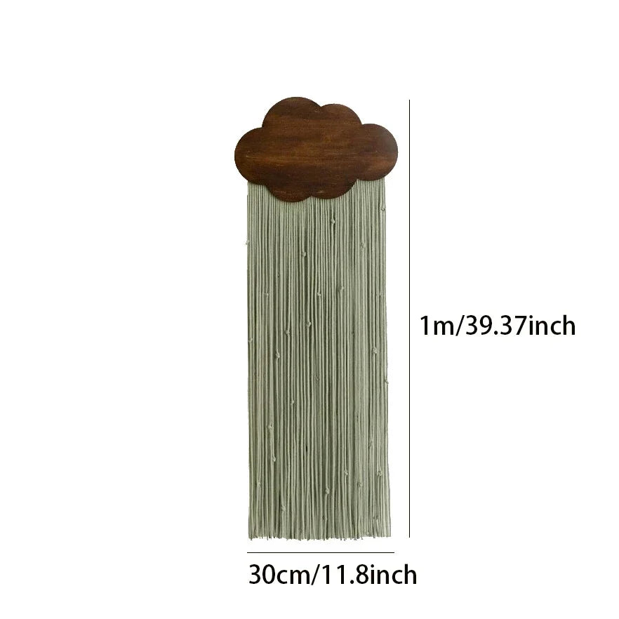 Macrame Wall Hanging Tapestry with Wooden Stick Hand-Woven Bohemia Tassel Curtain Tapestry Wedding Backgrou Boho Decor | 1