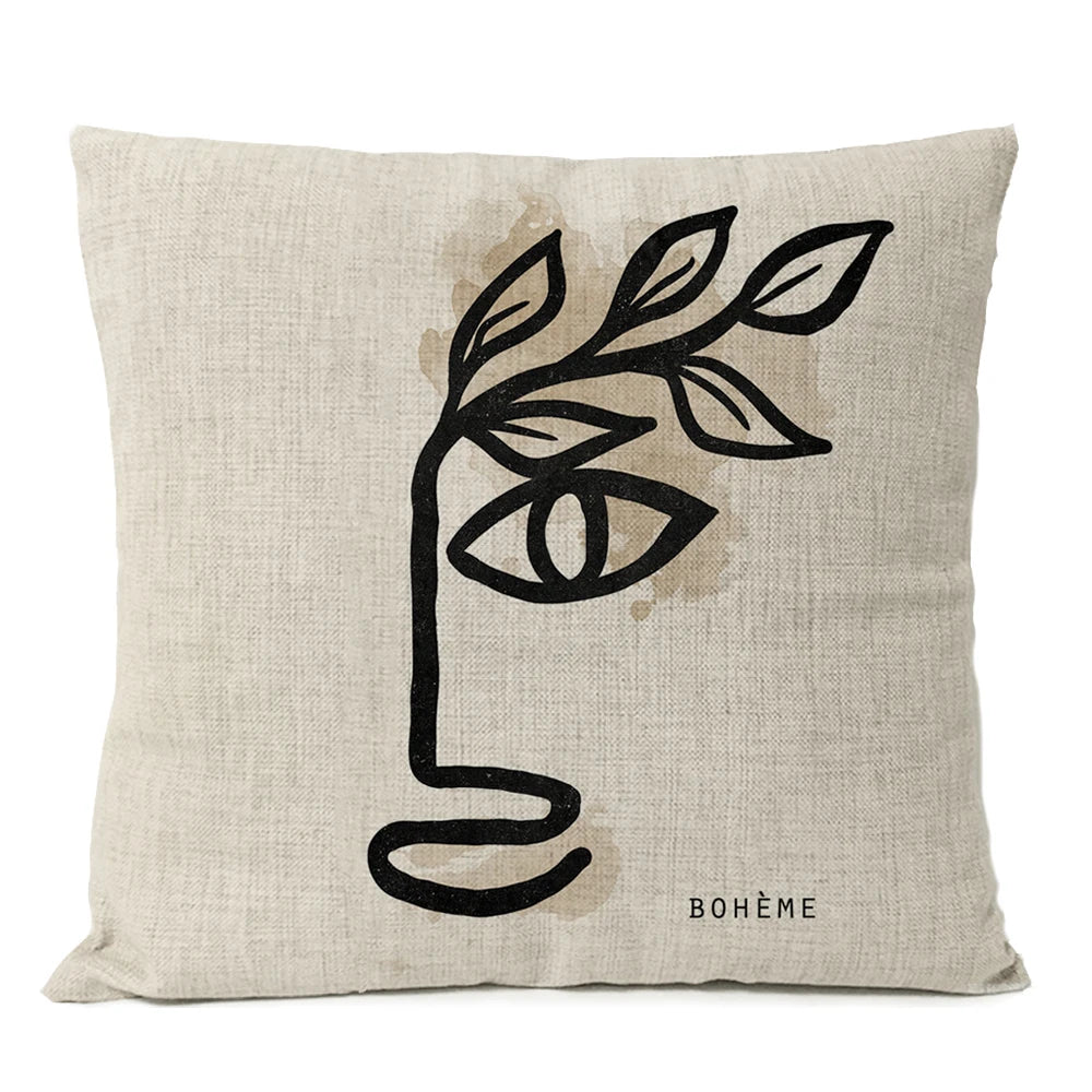 Simple Black Geometric Pillows Boho Leaves Throw Pillow Cover Bohemia Floral Cushion Home Decoration Decorative Sofa Pillow Case | Color:19