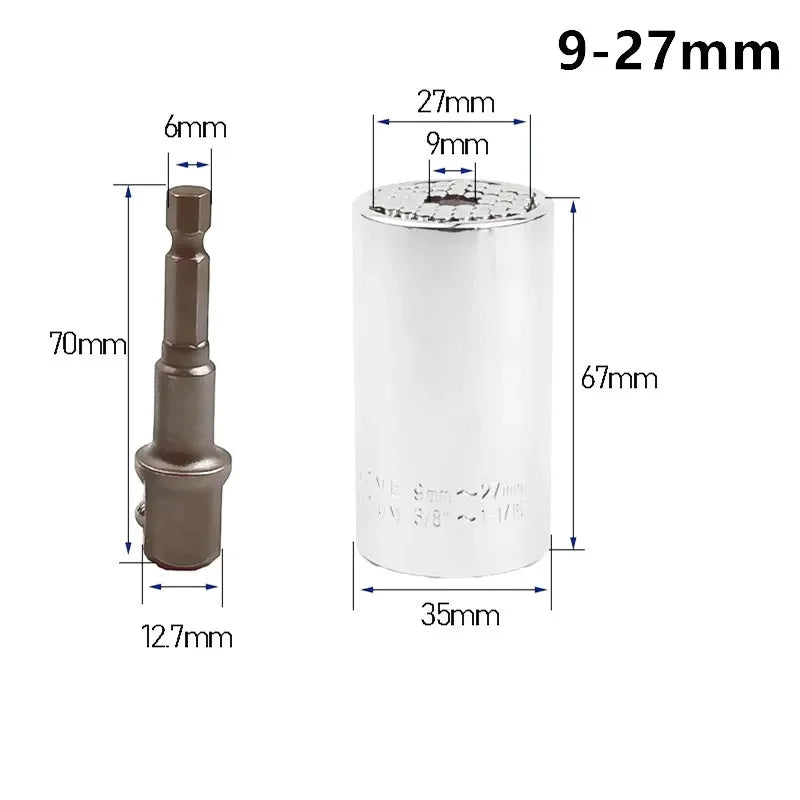 Onnfang 7-19/11-32mm Universal Ratchet Wrench Universal Socket Head, Household Socket Power/Hand Tool Wrench | Color:9-27mm SL