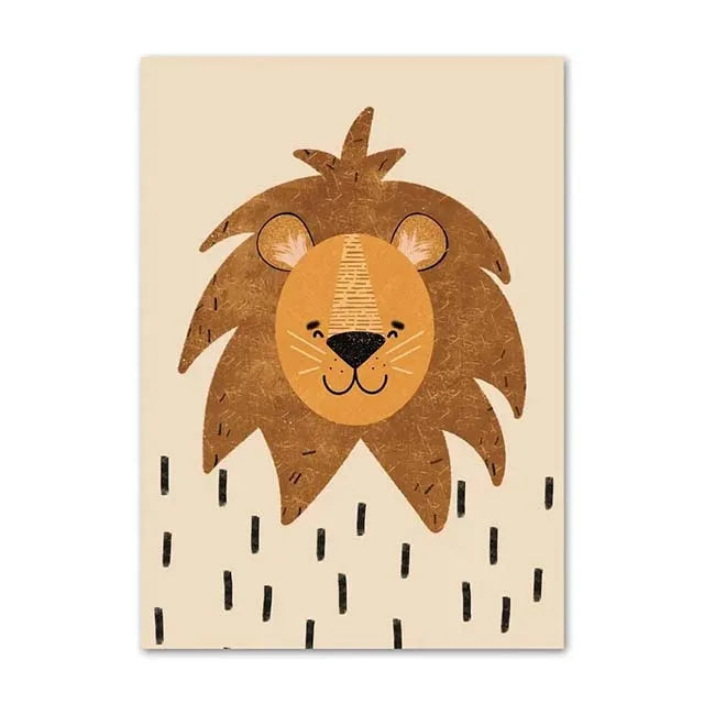 New Boho Cartoon Rabbit Mouse Goose Nurser Art Canvas Painting Nordic Retro Poster and Prints Wall Picture Baby Kids Room Decor | Color:E