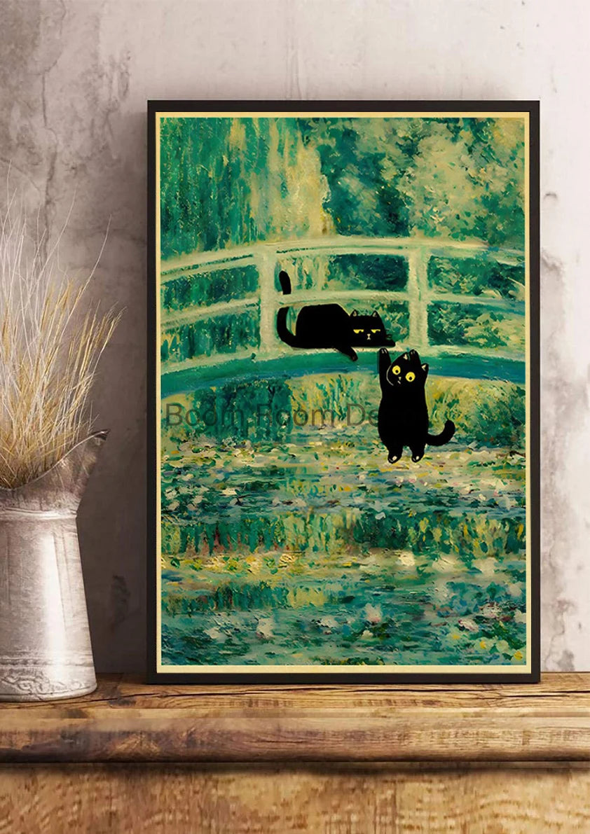 Digital Cats Cute Poster Kraft Paper Prints Modern DIY Funny Cartoon Room Painting Prints Art Picture Posters Living Room Decor | Color:Z123-10