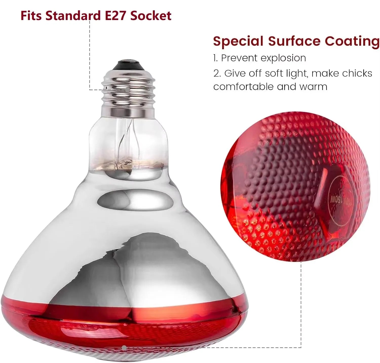 E27 100/150/200W/250w Infrared LED Light Thickening Heat Lamp Thermal Preservation Bulb For Pet Brooder Hatch Piggy Dog Cat | 1