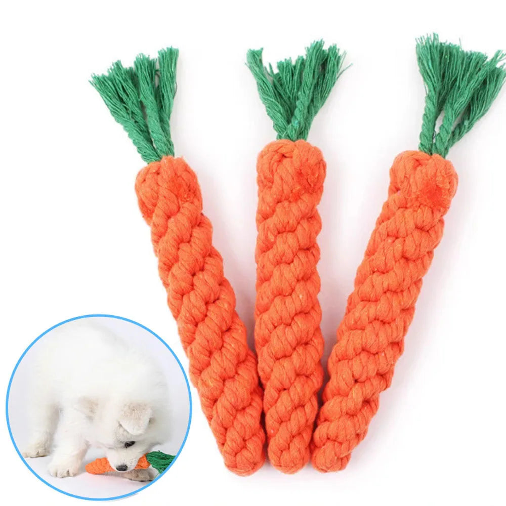 1Pcs Carrot Dog Bite Rope Pet Dog Toys Safe Durable Braided Bite Dog Chew Toys Resistant Puppy Molar Cleaning Teeth Cotton Rope | 2