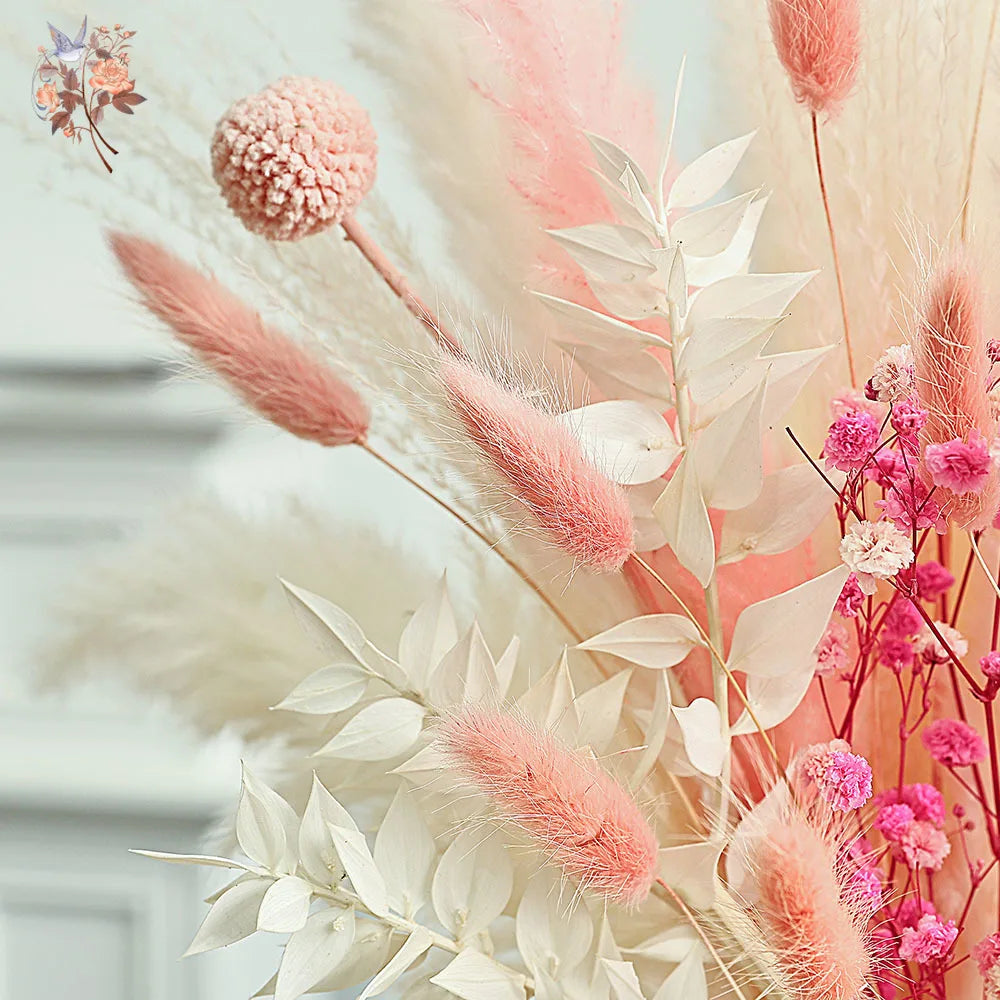 Pink White Dried Flowers Mariage Bouquet Centerpieces for Weddings Natural Pampas Grass Real Gypsophile Nordic Boho Home Decor | 2