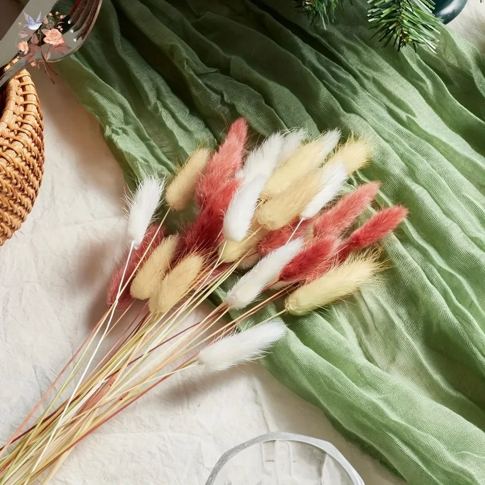 90pcs Boho Autumn Dried Flower Set 3 Colors Mix Colorful Artificial Natural Bunny Tails Grass Bouquets Interior Home Decoration | 3