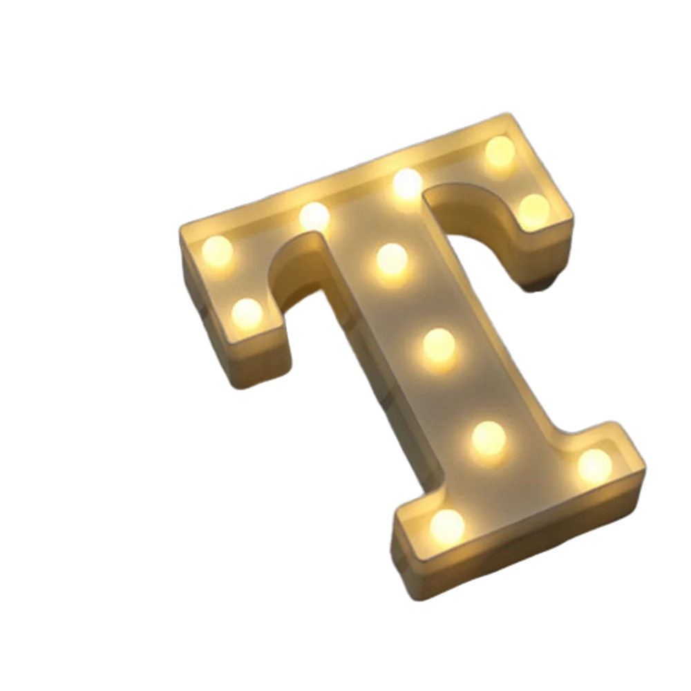 Luminous Number Lamp Alphabet Letter LED Lights Birthday Valentine's Day Wedding Party Decor 0-9 Digital A-Z Letters Night Light | Color:T