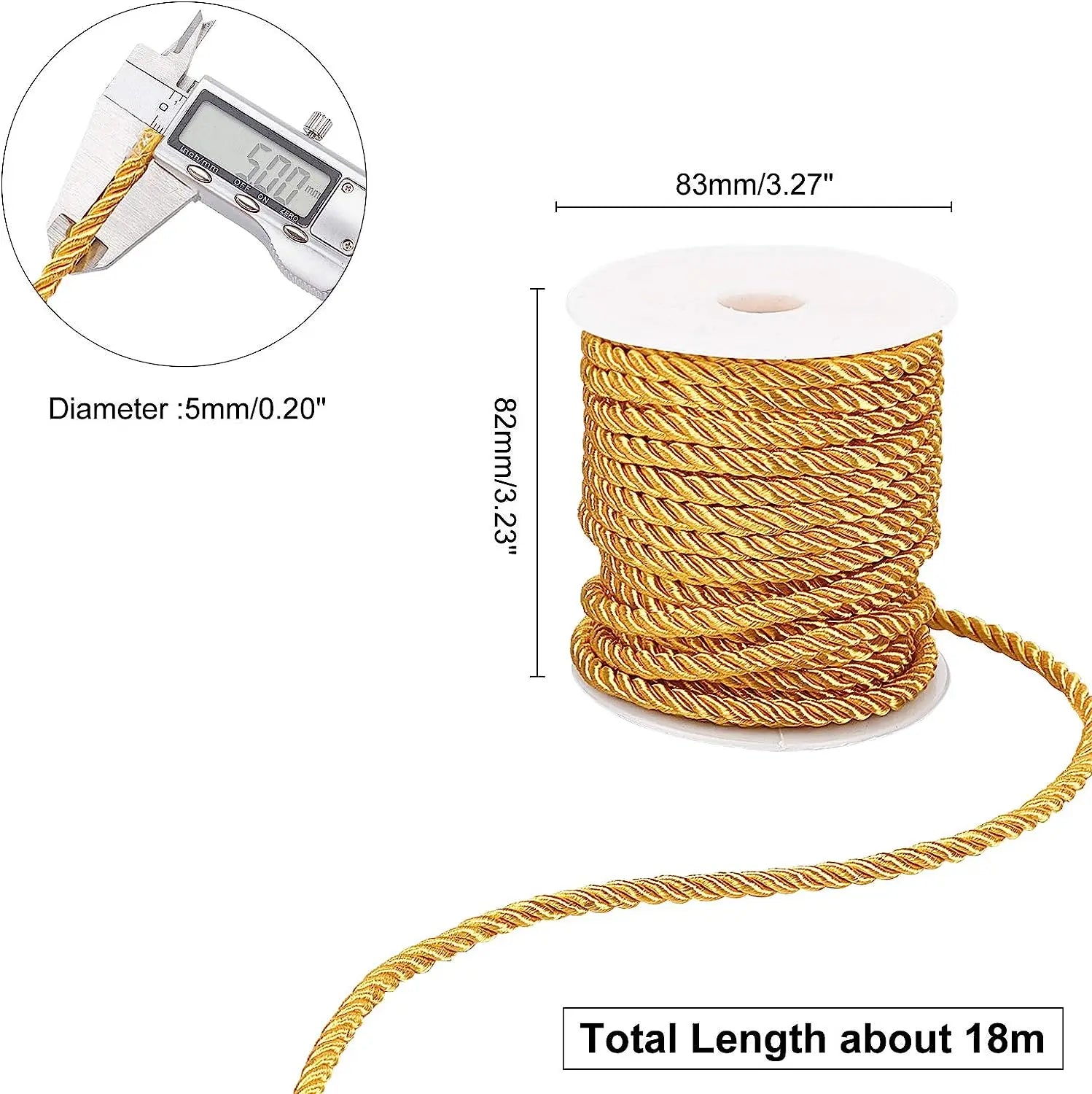 5MM Twisted Cord Rope Trim Craft Decorative Polyester Rope Handmade Cording for Sewing Crafts Upholstery Home Decor 5m | 1