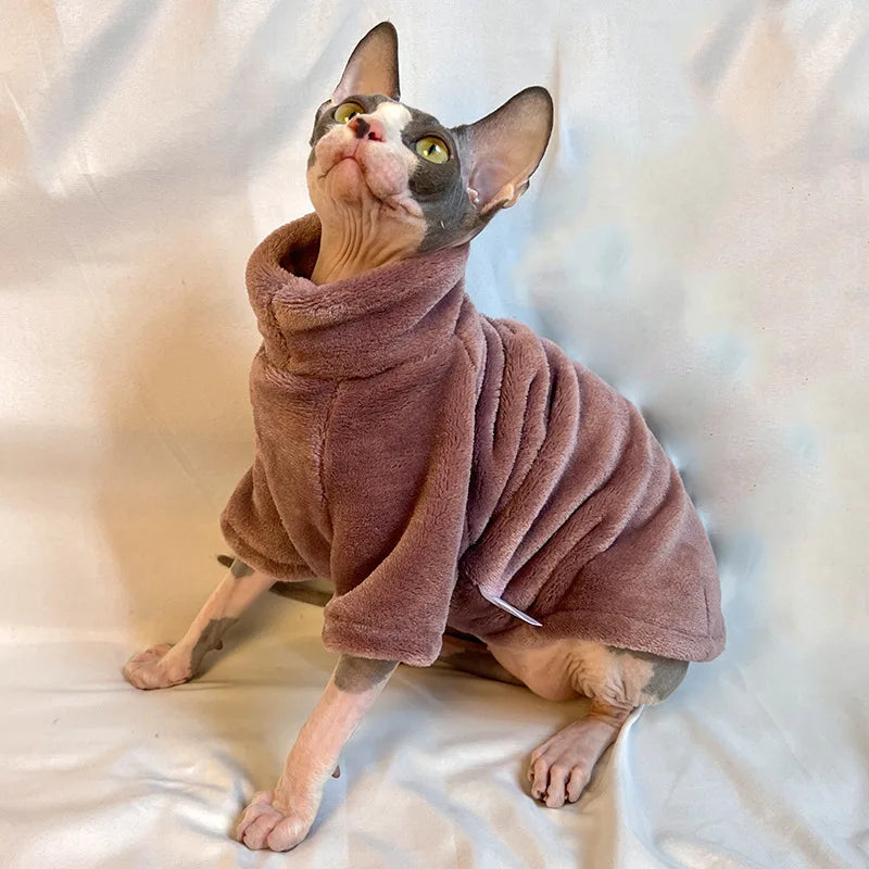 Warm Sphynx Cat Turtleneck Coat for Small Medium Dogs Clothes Jacket Kitten Costume French Bulldog Poodle Pug Outfits Sweater | 4