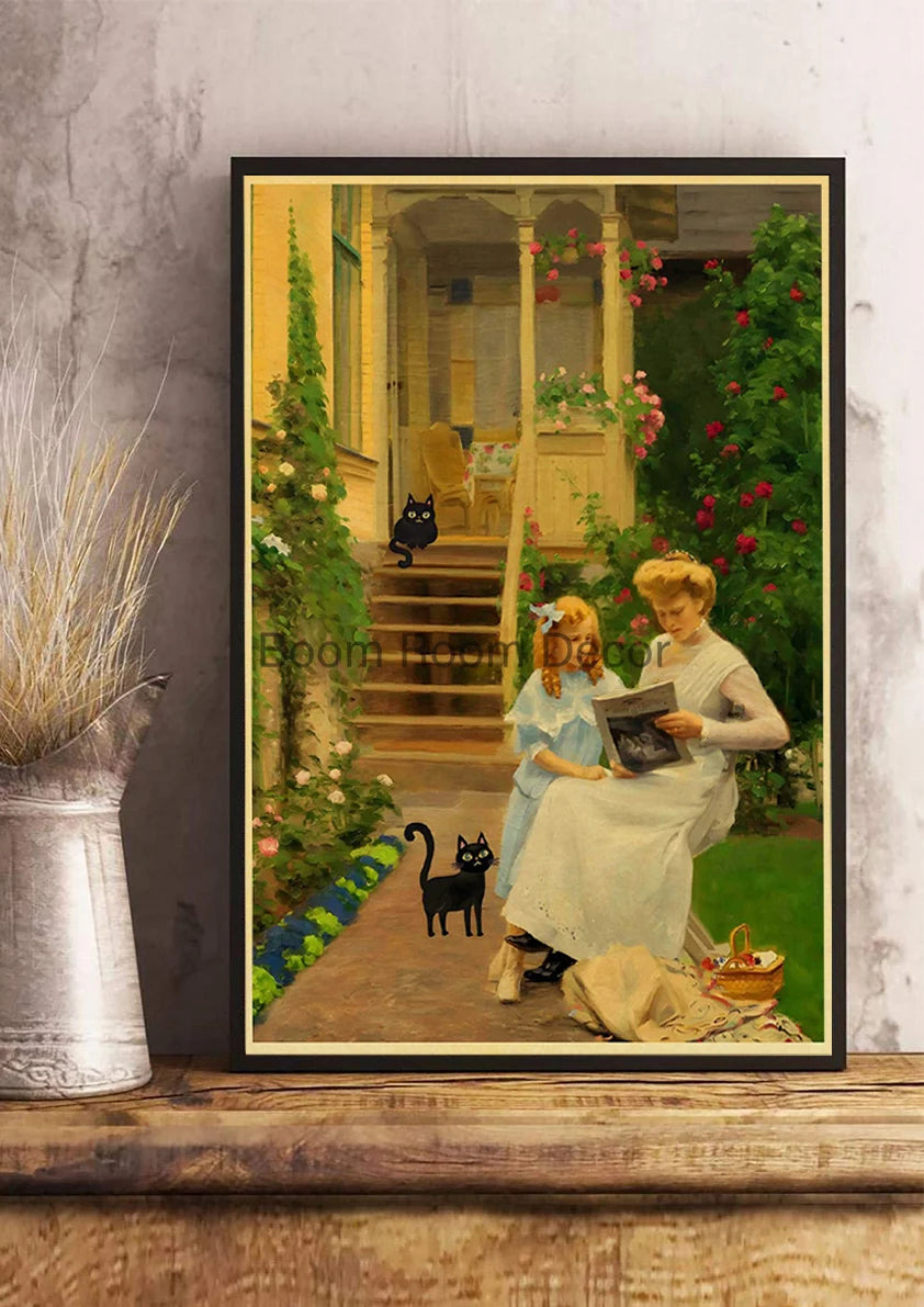 Digital Cats Cute Poster Kraft Paper Prints Modern DIY Funny Cartoon Room Painting Prints Art Picture Posters Living Room Decor | Color:Z123-21