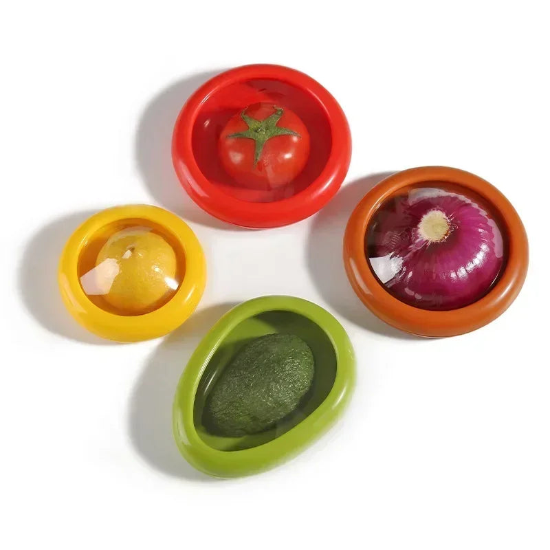 Half Cut Fruit Freshing Container Lemon Box Avocado Storage Onion Tomato Organizer Sets Kitchen Accessories | Color:4pcs