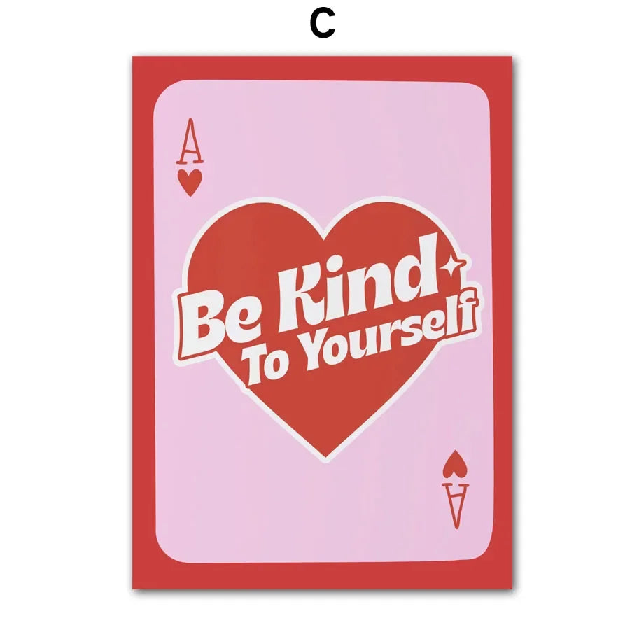 Pink Lucky Poker Queen Heart Dice Match Pop Y2k Art Living Room Home Decor Pastel Poster And Print Boho Wall Art Canvas Painting | Color:C