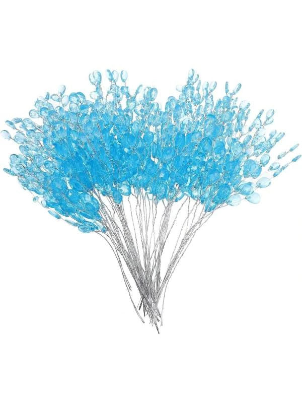 Artificial Flower Acrylic Water Droplet Handmade Valentine's Day Room Decor Wedding Bridal Bouquet Wreath Hairpin DIY Gift Candy | Color:Blue