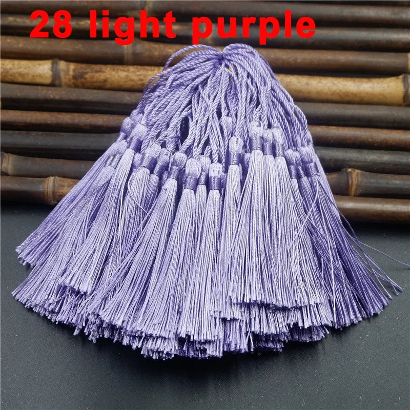 100pcs/lot 13cm Tassel Silk Fringe Silky Floss Bookmark Tassels Mini Tassels For DIY Craft Jewelry Making Souvenir Bookmarks | Color:28 LightPurple